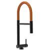 Image de Mélangeur évier cuisine chrome noir mat bec orange rabattable 4,5 cm orientable et douchette 2 jets amovible