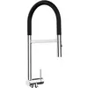 Image de Mélangeur évier robinet cuisine rabattable 45mm bec NOIR orientable pivotant et douchette 2 jets // robinet sous fenêtre // Chromé