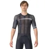 Image de CASTELLI Maillot de cyclisme pour homme avec protection UV - Manches mi-longues - Fermeture éclair intégrale, Noir/gris foncé, Taille XL
