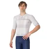 Image de CASTELLI Maillot de cyclisme pour homme avec protection UV - Manches mi-longues - Fermeture éclair intégrale, Gris argenté/rouge, Taille L