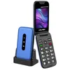 Image de Volfen Nexo Flip MAX Téléphone à rabat pour personnes âgées, grands boutons et boutons, facile à utiliser, USB-C, 3 mémoires directes, station de charge, noir (bleu)