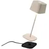 Image de Zafferano, Lampe Ofelia, Lampe de Table Rechargeable et Sans Fil avec Contrôle Tactile, Utilisable également comme Lampe d'Extérieur, Dimmer 2700-3000 K, Hauteur 29 cm, Couleur Sable