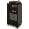 Image de MUNARI KA 050 NE - Meuble porte HI-FI/Tourne-disque/TV > 32'' Noir Mat 50 x 85 x 44 cm - 3 Étagères Réglables - Charge Max 50 kg - TV jusqu'à 32'' - Porte Réversible - Sur Roues - Salon