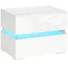 Image de HOMCOM Table de chevet avec éclairage LED RVB intégré, 2 tiroirs, 4 modes d'éclairage et 16 couleurs, en aggloméré, 60x39x47cm, Blanc