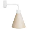 Image de Lampe avec abat-jour en bois de forme conique et extension courbée