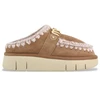 Image de Mou pour femme. MU.FW531001A Sabots Bounce sabots en cuir logo en métal marron, rose (36), 3 à 5 cm, Aucun, Casuel