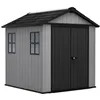 Image de FRANKYSTAR® Newton + 757/775 Abri de jardin 223 x 246 x 230 cm 2 portes pour rangement outils finition effet bois Evotech+ en résine gris et noir