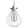 Image de creative cables - Suspension fabriquée en Italie avec câble Textile, Abat-Jour Cage Drop et Finition en métal - sans Ampoule, Blanc
