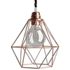 Image de creative cables - Suspension fabriquée en Italie avec câble Textile, Abat-Jour Cage Diamond et Finition en métal - sans Ampoule, Cuivre