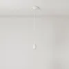 Image de creative cables - Suspension fabriquée en Italie avec câble textile et finition porcelaine colorée - Sans ampoule, Blanc