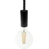 Image de creative cables - Suspension fabriquée en Italie avec corde XL 16 mm finition bois peint - Avec ampoule, Noir