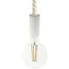 Image de creative cables - Suspension fabriquée en Italie avec corde 2XL 24 mm finition bois peint - Avec ampoule, Blanc