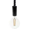 Image de creative cables - Suspension fabriquée en Italie avec corde 2XL 24 mm finition bois peint - Avec ampoule, Noir