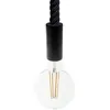 Image de creative cables - Suspension fabriquée en Italie avec corde 3XL 30 mm finition bois peint - Avec ampoule, Noir