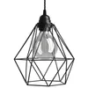 Image de creative cables - Suspension fabriquée en Italie avec câble Textile, Abat-Jour Cage Diamond et Finition en métal - avec Ampoule, Noir