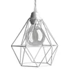 Image de creative cables - Suspension fabriquée en Italie avec câble Textile, Abat-Jour Cage Diamond et Finition en métal - avec Ampoule, Blanc