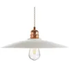 Image de creative cables - Suspension fabriquée en Italie avec câble Textile, Abat-Jour en céramique Plat et Finition en métal - avec Ampoule, Blanc Brillant