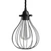 Image de creative cables - Suspension fabriquée en Italie avec câble Textile, Abat-Jour Cage Drop et Finition en métal - avec Ampoule, Noir