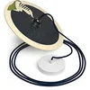 Image de creative cables - Suspension fabriquée en Italie avec câble Textile, Abat-Jour UFO en Bois Double Face et Finition en métal - Chiara Fucà, avec Ampoule