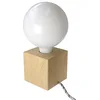 Image de Posaluce Cubetto, lampe de table en bois fournie avec câble textile, interrupteur et prise bipolaire - Avec ampoule, Neutre
