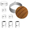 Image de Kit Linear Filé system - avec câbles pour guirlande lumineuse de 5 mètres et 7 composants en bois verni blanc pour intérieur - CM22