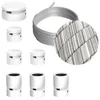 Image de Kit Linear Filé system - avec câbles pour guirlande lumineuse de 5 mètres et 7 composants en bois verni blanc pour intérieur - ECC37