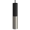 Image de creative cables Suspension Made in Italy avec câble Textile et Double Abat-Jour Tub-E14 - sans Ampoule, Noir - Titane satiné