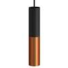 Image de creative cables Suspension Made in Italy avec câble Textile et Double Abat-Jour Tub-E14 - sans Ampoule, Noir - Cuivre satiné