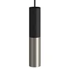 Image de creative cables Suspension Made in Italy avec câble Textile et Double Abat-Jour Tub-E14 - avec Ampoule, Noir - Titane satiné