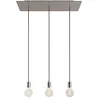 Image de creative cables - Suspension à 3 Bras avec XXL Rose-One rectangulaire 675 mm complète avec câble Textile et Finitions en métal - Acier satiné Dibond, sans Ampoule