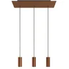 Image de creative cables Suspension à 3 Bras avec XXL Rose-One rectangulaire 675 mm complète avec câble Textile et Abat-Jour en métal Tub-E14 - Cuivre satiné Dibond, sans Ampoule