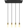 Image de creative cables - Suspension à 4 Bras avec XXL Rose-One rectangulaire 675 mm complète avec câble Textile et Finitions en métal - Noir Mat Dibond, sans Ampoule