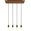 Image de creative cables - Suspension à 4 Bras avec XXL Rose-One rectangulaire 675 mm complète avec câble Textile et Finitions en métal - Cuivre satiné Dibond, sans Ampoule