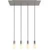 Image de creative cables - Suspension à 4 Bras avec XXL Rose-One rectangulaire 675 mm complète avec câble Textile et Finitions en métal - Acier satiné Dibond, sans Ampoule