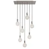 Image de creative cables - Suspension à 7 Bras avec XXL Rose-One rectangulaire 675 mm complète avec câble Textile et Finitions en métal - Acier satiné Dibond, sans Ampoule