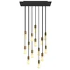 Image de creative cables - Suspension à 14 Bras avec XXL Rose-One rectangulaire 675 mm complète avec câble Textile et Finitions en métal - Noir Mat Dibond, sans Ampoule