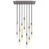 Image de creative cables - Suspension à 14 Bras avec XXL Rose-One rectangulaire 675 mm complète avec câble Textile et Finitions en métal - Acier satiné Dibond, sans Ampoule