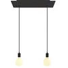Image de creative cables - Suspension à 2 Bras avec XXL Rose-One rectangulaire 675 mm complète avec câble Textile et Finitions en métal - Noir Mat Dibond, avec Ampoule