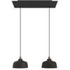 Image de creative cables - Suspension à 2 Bras avec XXL Rose-One rectangulaire 675 mm complète avec câble Textile et Abat-Jour Coppa - Noir Mat Dibond, avec Ampoule