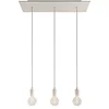 Image de creative cables - Suspension à 3 Bras avec XXL Rose-One rectangulaire 675 mm complète avec câble Textile et Finitions en métal - Blanc Mat Dibond, avec Ampoule