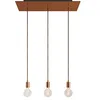 Image de creative cables - Suspension à 3 Bras avec XXL Rose-One rectangulaire 675 mm complète avec câble Textile et Finitions en métal - Cuivre satiné Dibond, avec Ampoule