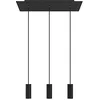 Image de creative cables Suspension à 3 Bras avec XXL Rose-One rectangulaire 675 mm complète avec câble Textile et Abat-Jour en métal Tub-E14 - Noir Mat Dibond, avec Ampoule