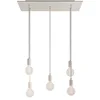 Image de creative cables - Suspension à 5 Bras avec XXL Rose-One rectangulaire 675 mm complète avec câble Textile et Finitions en métal - Blanc Mat Dibond, avec Ampoule