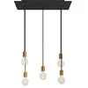 Image de creative cables - Suspension à 5 Bras avec XXL Rose-One rectangulaire 675 mm complète avec câble Textile et Finitions en métal - Noir Mat Dibond, avec Ampoule