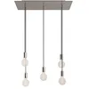 Image de creative cables - Suspension à 5 Bras avec XXL Rose-One rectangulaire 675 mm complète avec câble Textile et Finitions en métal - Acier satiné Dibond, avec Ampoule