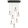 Image de creative cables - Suspension à 7 Bras avec XXL Rose-One rectangulaire 675 mm complète avec câble Textile et Finitions en métal - Noir Mat Dibond, avec Ampoule