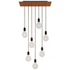Image de creative cables - Suspension à 7 Bras avec XXL Rose-One rectangulaire 675 mm complète avec câble Textile et Finitions en métal - Cuivre satiné Dibond, avec Ampoule
