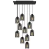 Image de creative cables - Suspension à 11 Bras avec XXL Rose-One rectangulaire 675 mm complète avec câble Textile et Abat-Jour en métal Ghostbell - Noir Mat Dibond, avec Ampoule