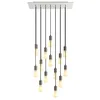 Image de creative cables - Suspension à 14 Bras avec XXL Rose-One rectangulaire 675 mm complète avec câble Textile et Finitions en métal - Blanc Mat Dibond, avec Ampoule