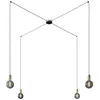 Image de creative cables - Spider - Lampe Suspension Multiple 4 Bras Made in Italy avec câble Textile et Finitions en métal - Monté, avec Ampoule, Titane satiné